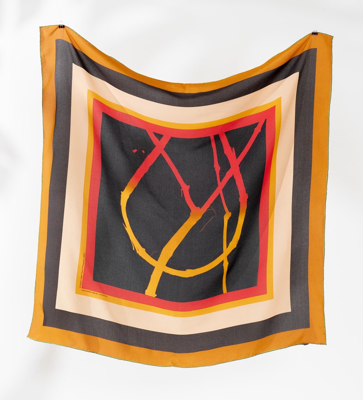 Red Yellow Silk Scarf: Art Work By Regina Hügli
