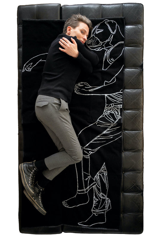 Towel: Dog Drawing by Deborah Sengl