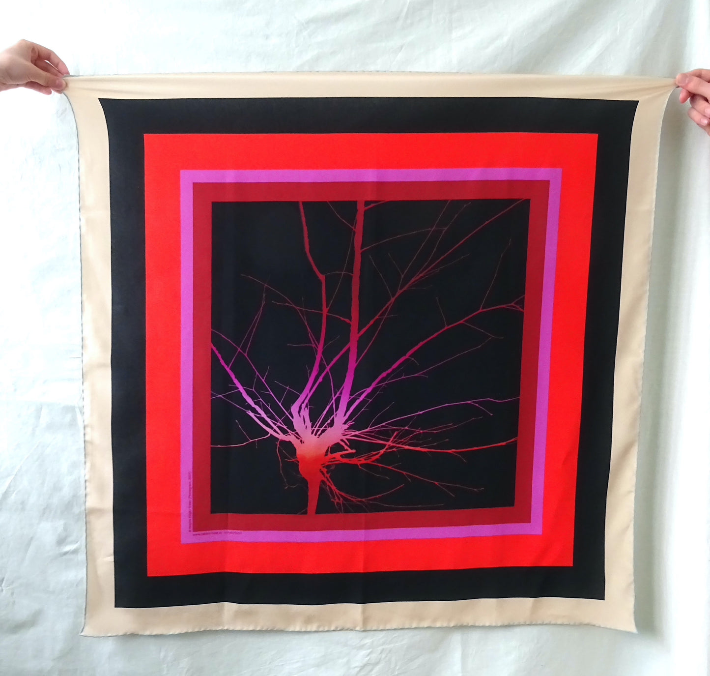 Red Purple Silk Scarf: Art Work By Regina Hügli