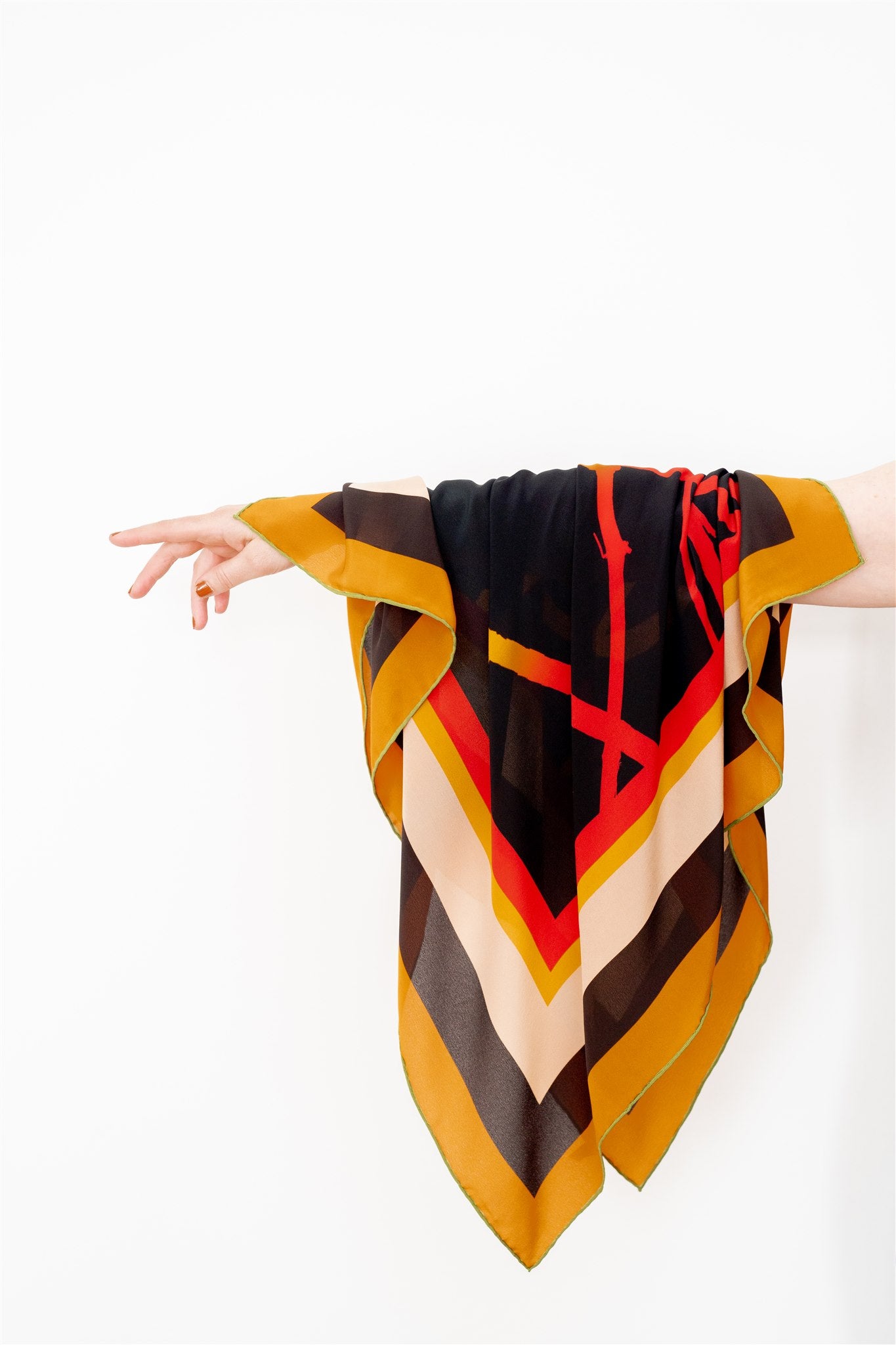 Red Yellow Silk Scarf: Art Work By Regina Hügli